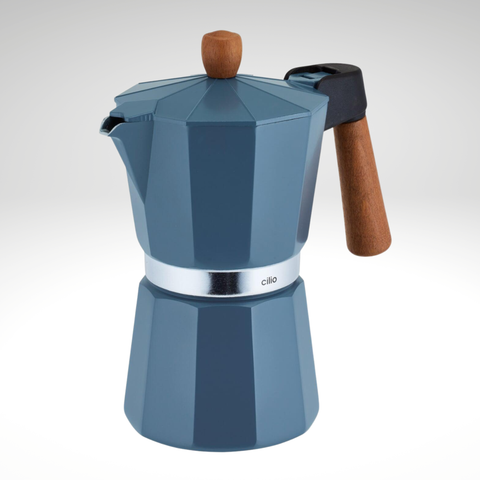 "Legno" Espresso Maker, Blue, 7.5" H