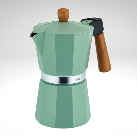 "Legno" Espresso Maker, Mint, 7.5" H
