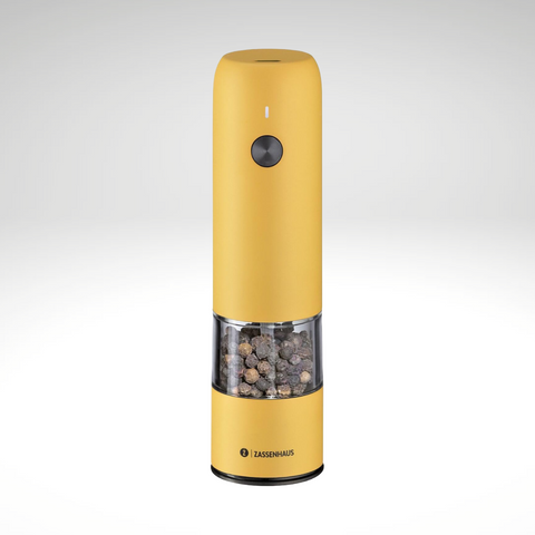 "Koln" Electric Salt or Pepper Mill, Yellow, 5.5" H, 1.5" dia.