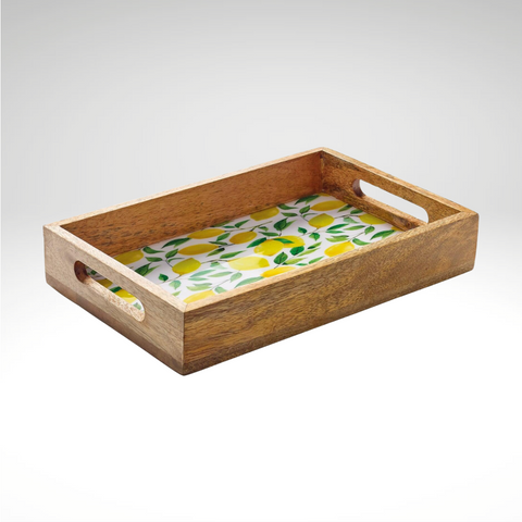 "Lemon" Serving Tray, Mango Wood, 12" x 7.8" x 2"