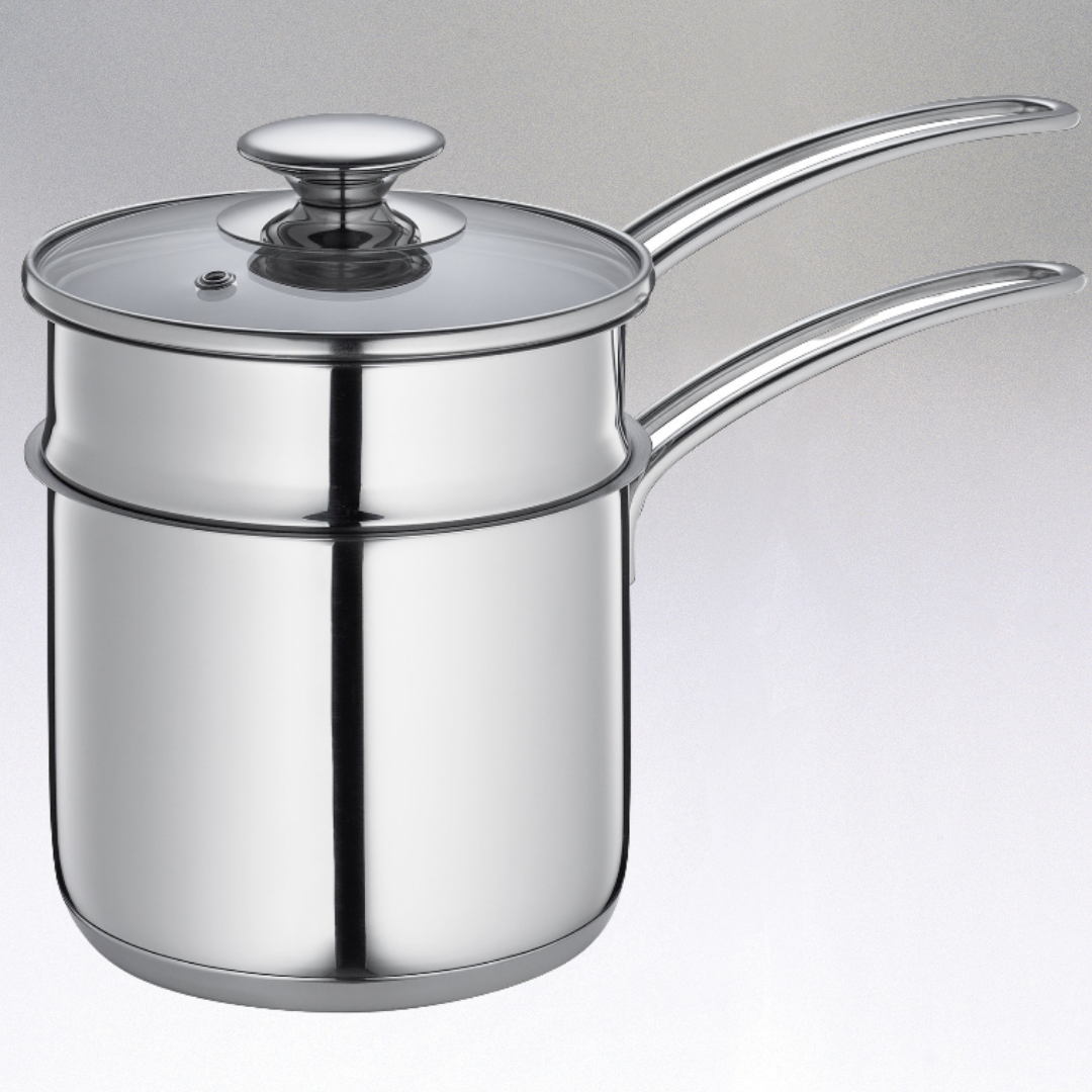 Mini Double Boiler Set with Glass Lid, 1.6 qt., 5.5 dia.