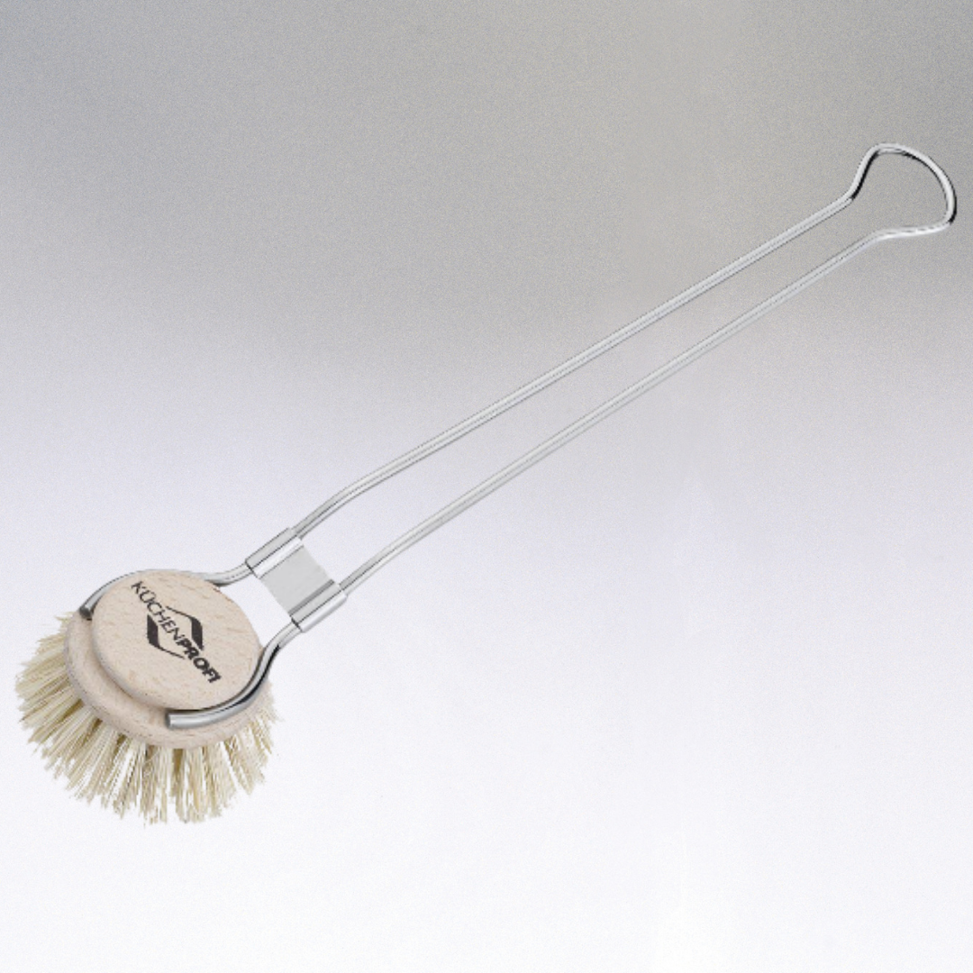 Dish Washing Brush, stainless steel handle with natural brush